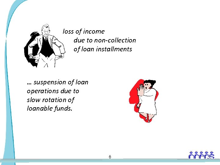 loss of income due to non-collection of loan installments … suspension of loan operations