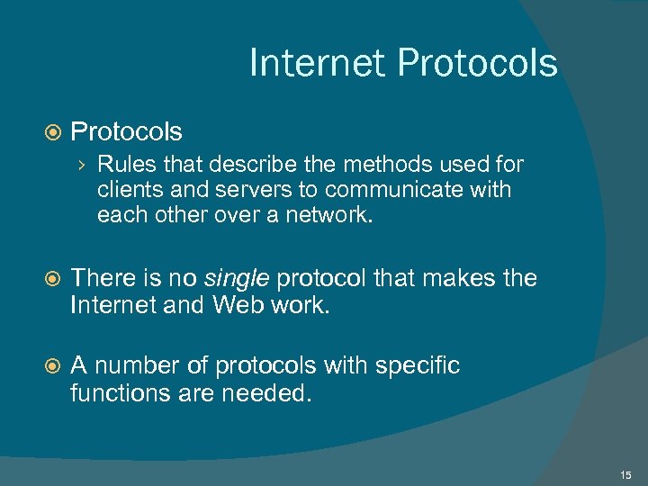 Internet Protocols › Rules that describe the methods used for clients and servers to