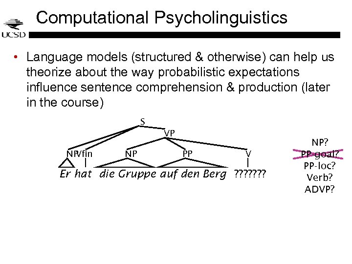 Computational Psycholinguistics • Language models (structured & otherwise) can help us theorize about the