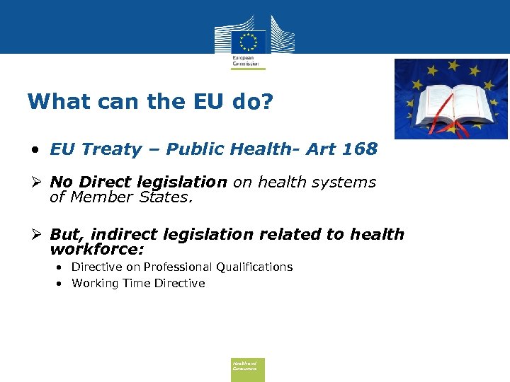 What can the EU do? • EU Treaty – Public Health- Art 168 Ø