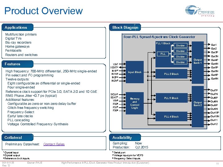 Product Overview Applications Block Diagram Multifunction printers Digital TVs Blu-ray recorders Home gateways Femtocells