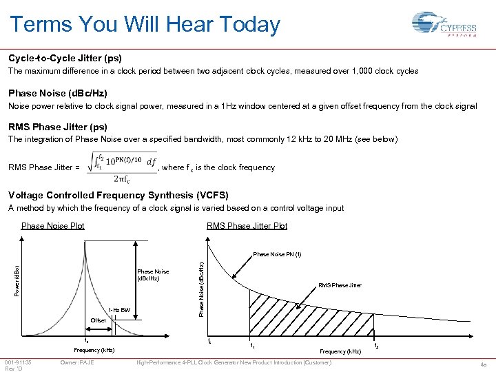 Terms You Will Hear Today Cycle-to-Cycle Jitter (ps) The maximum difference in a clock