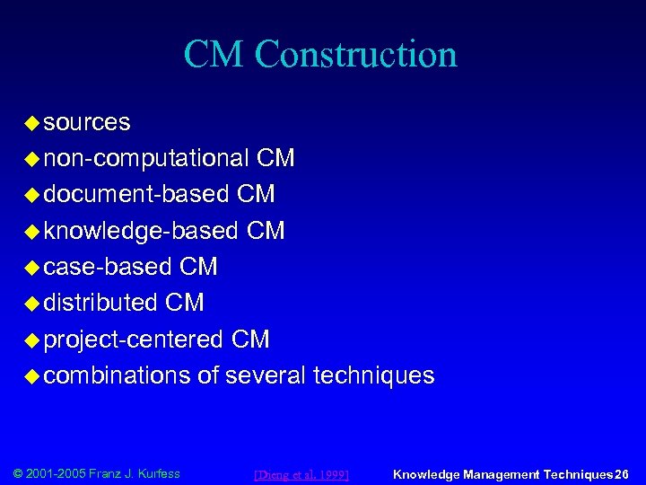 CM Construction u sources u non-computational CM u document-based CM u knowledge-based CM u