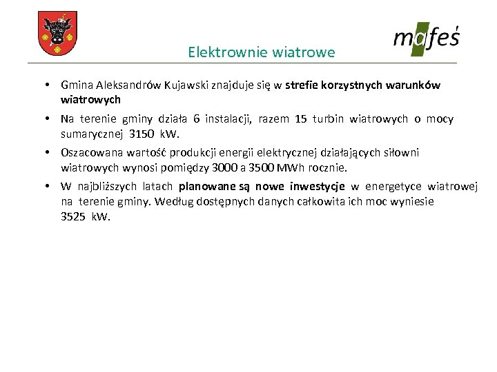 Elektrownie wiatrowe • Gmina Aleksandrów Kujawski znajduje się w strefie korzystnych warunków wiatrowych •