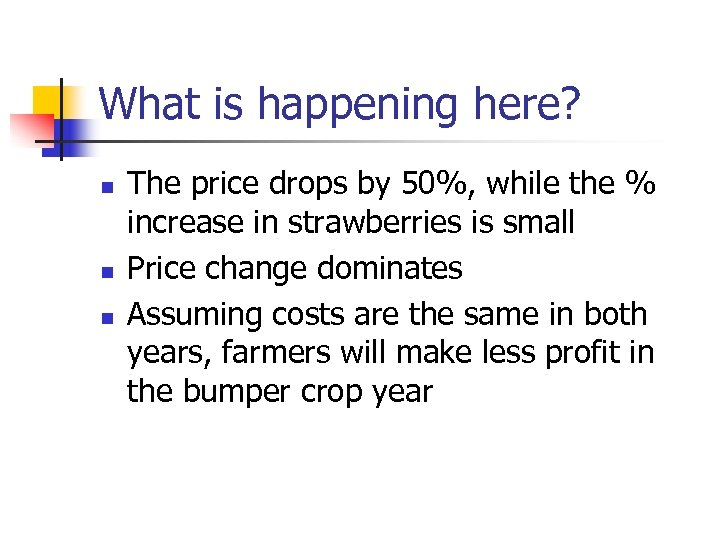 What is happening here? n n n The price drops by 50%, while the