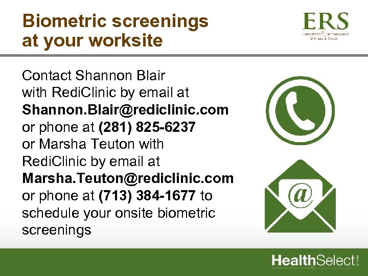 Biometric screenings at your worksite Contact Shannon Blair with Redi. Clinic by email at