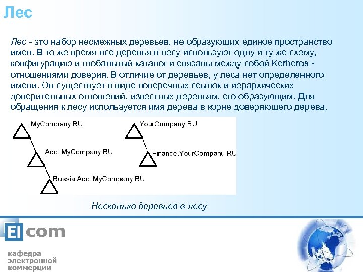 Лес - это набор несмежных деревьев, не образующих единое пространство имен. В то же