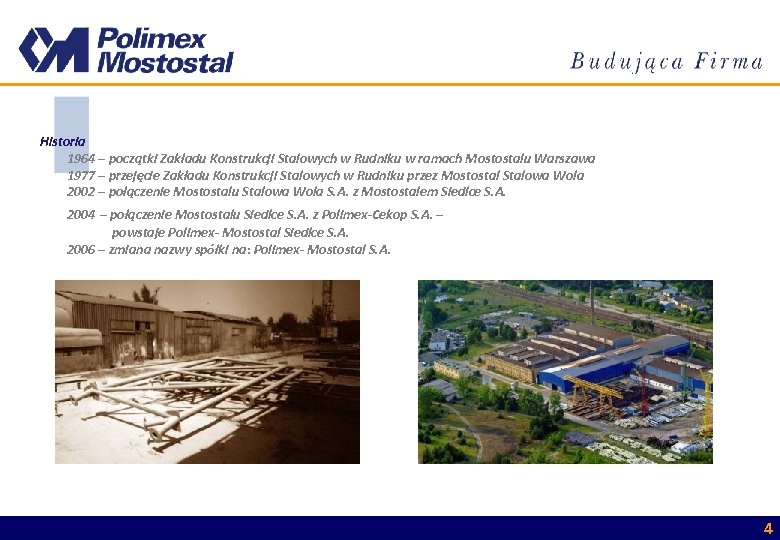 Historia 1964 – początki Zakładu Konstrukcji Stalowych w Rudniku w ramach Mostostalu Warszawa 1977