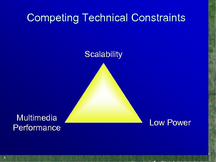 Competing Technical Constraints Scalability Multimedia Performance 8 Low Power 