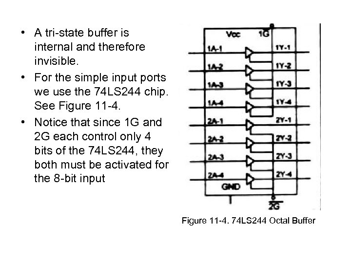  • A tri state buffer is internal and therefore invisible. • For the