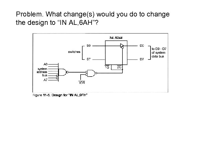Problem. What change(s) would you do to change the design to “IN AL, 6