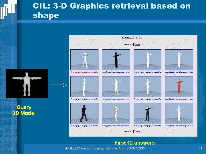 CIL: 3 -D Graphics retrieval based on shape Query 3 D Model First 12