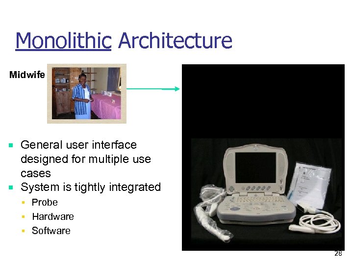 Monolithic Architecture Midwife All – in – One Ultrasound Systems General user interface designed