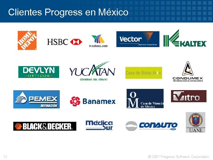 Clientes Progress en México 12 © 2007 Progress Software Corporation 