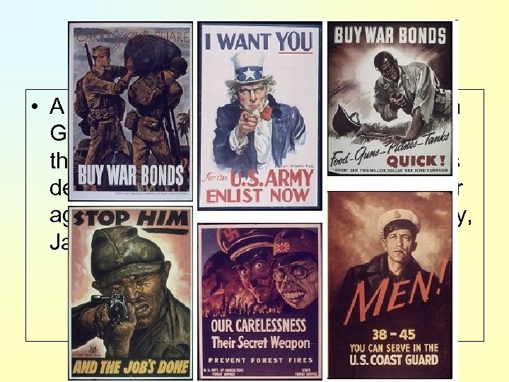 WWII • A war fought from 1939 to 1945, in which Great Britain, France,