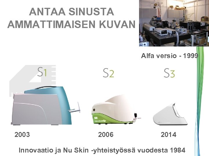 ANTAA SINUSTA AMMATTIMAISEN KUVAN Alfa versio - 1999 2003 2006 2014 Innovaatio ja Nu