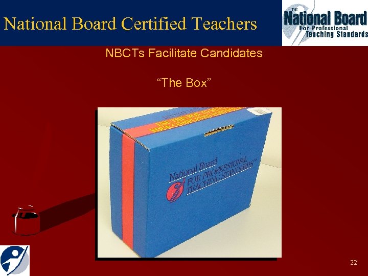 National Board Certified Teachers NBCTs Facilitate Candidates “The Box” 22 