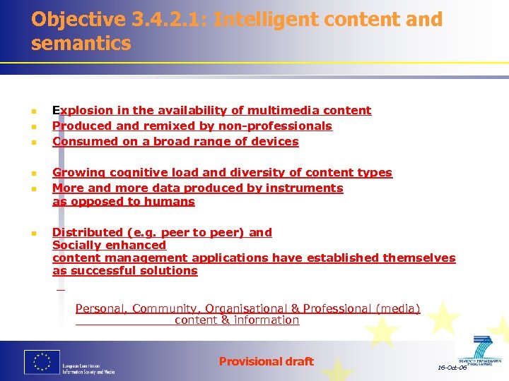 Objective 3. 4. 2. 1: Intelligent content and semantics Some trends in digital content