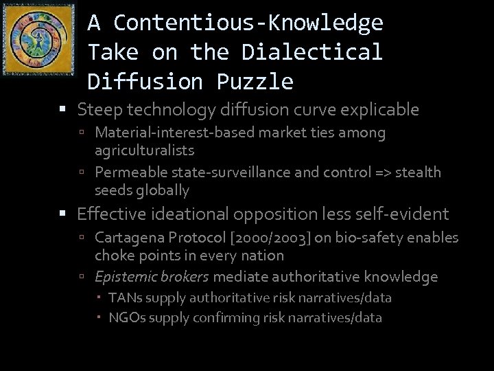 A Contentious-Knowledge Take on the Dialectical Diffusion Puzzle Steep technology diffusion curve explicable Material-interest-based