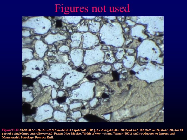 Figures not used Figure 23 -12. Skeletal or web texture of staurolite in a