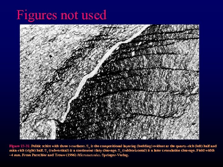 Figures not used Figure 23 -32. Pelitic schist with three s-surfaces. S 0 is