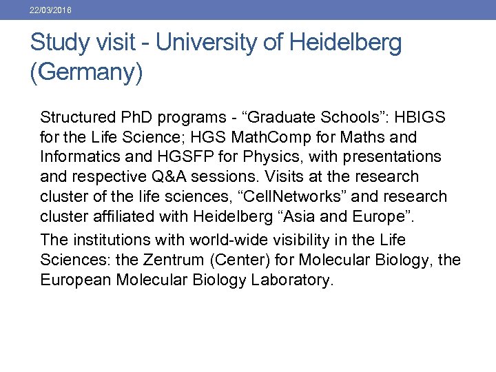 OVERVIEW OF ACTIVITIES AT ASUE MONITORING BY ERASMUS