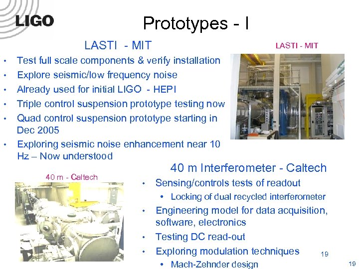 Prototypes - I LASTI - MIT • • • LASTI - MIT Test full