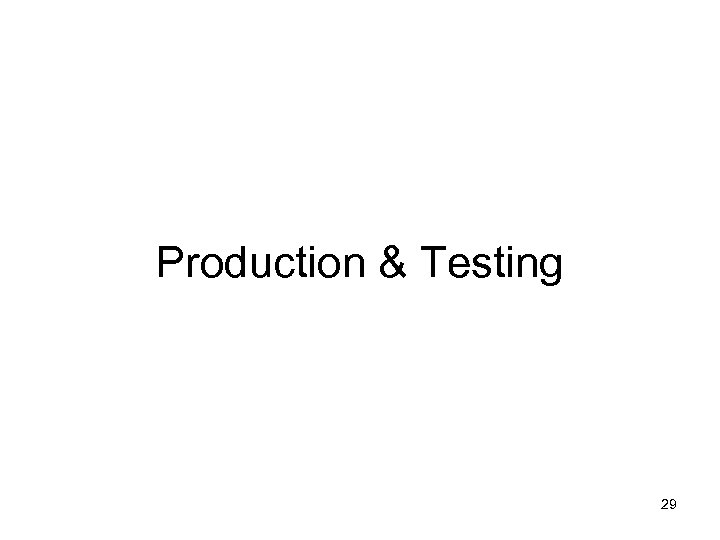 Production & Testing 29 