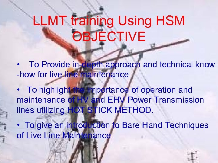 LLMT training Using HSM OBJECTIVE • To Provide in-depth approach and technical know -how
