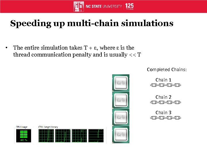 Speeding up multi-chain simulations • The entire simulation takes T + ε, where ε