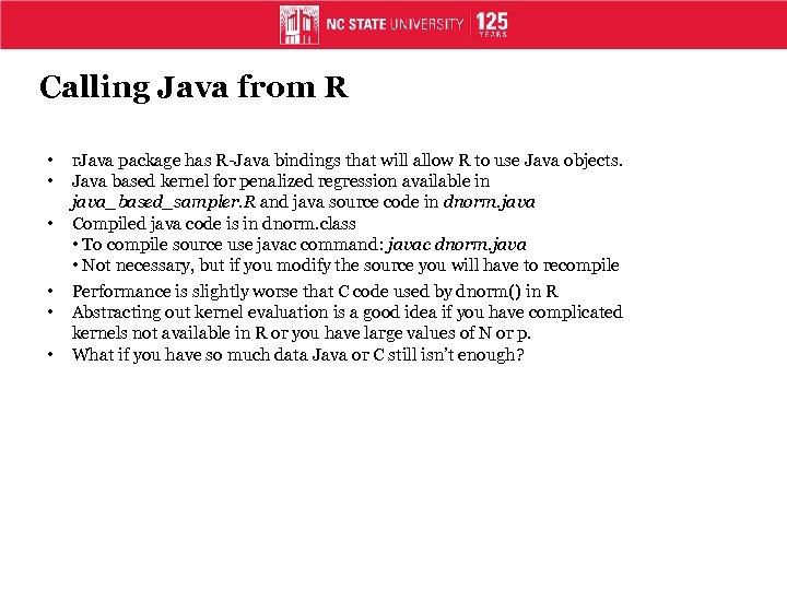 Calling Java from R • • • r. Java package has R-Java bindings that