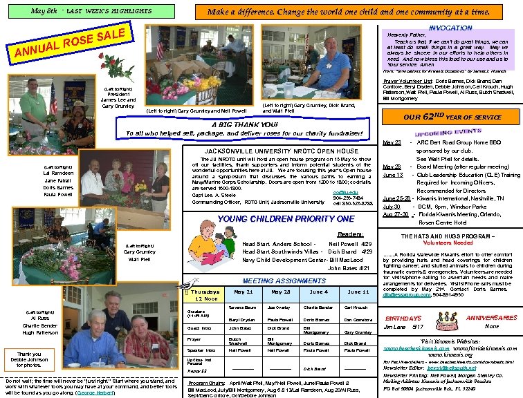 May 8 th AL ANNU - Make a difference. Change the world one child