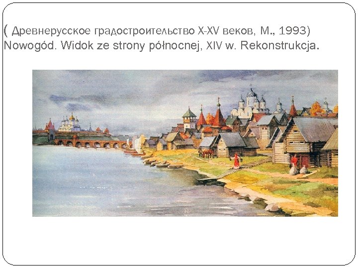 ( Древнерусское градостроительство X-XV веков, М. , 1993) Nowogód. Widok ze strony północnej, XIV