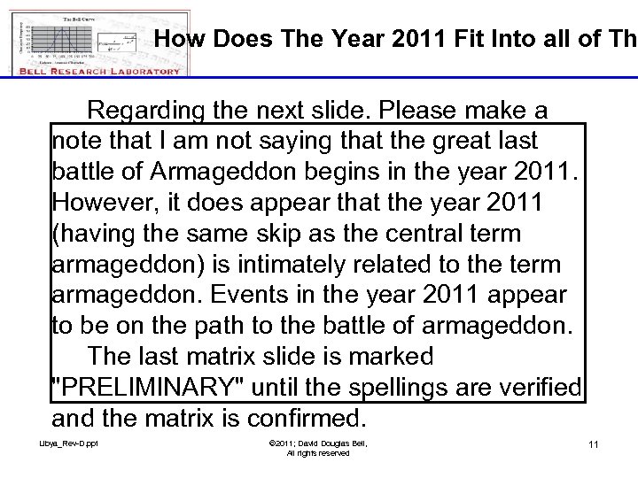 How Does The Year 2011 Fit Into all of Th Regarding the next slide.