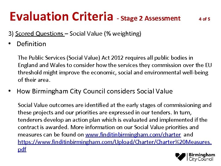 Evaluation Criteria - Stage 2 Assessment 4 of 5 3) Scored Questions – Social