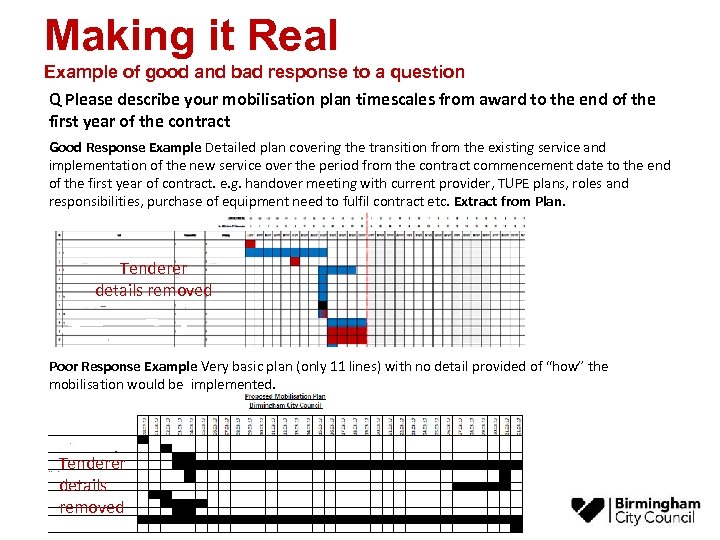 Making it Real Example of good and bad response to a question Q Please
