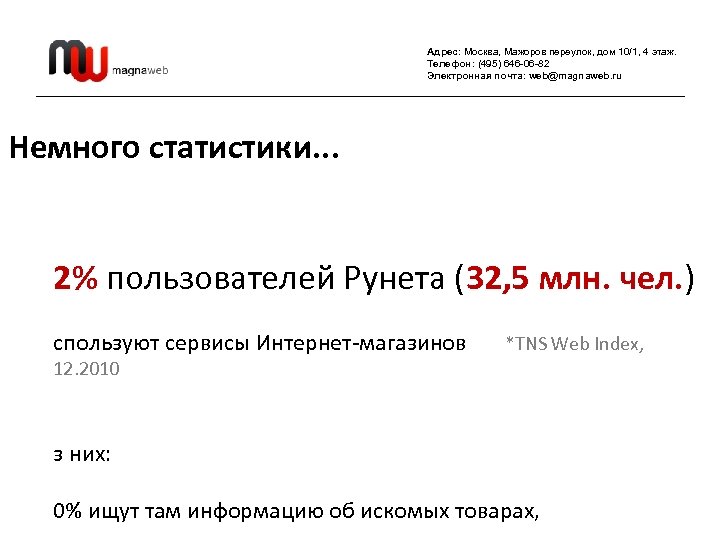 Адрес: Москва, Мажоров переулок, дом 10/1, 4 этаж. Телефон: (495) 646 -06 -82 Электронная