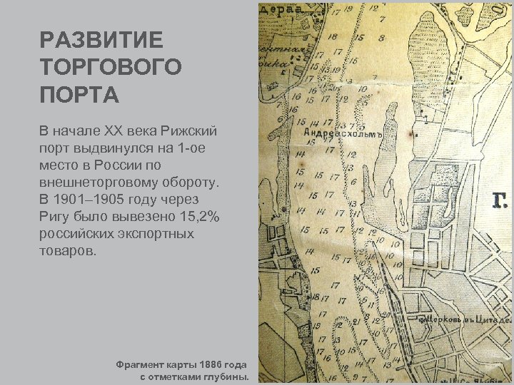 РАЗВИТИЕ ТОРГОВОГО ПОРТА В начале XX века Рижский порт выдвинулся на 1 -ое место