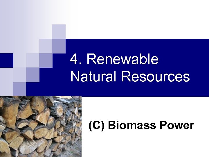 4. Renewable Natural Resources (C) Biomass Power 