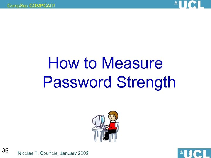 Comp. Sec COMPGA 01 How to Measure Password Strength 36 Nicolas T. Courtois, January