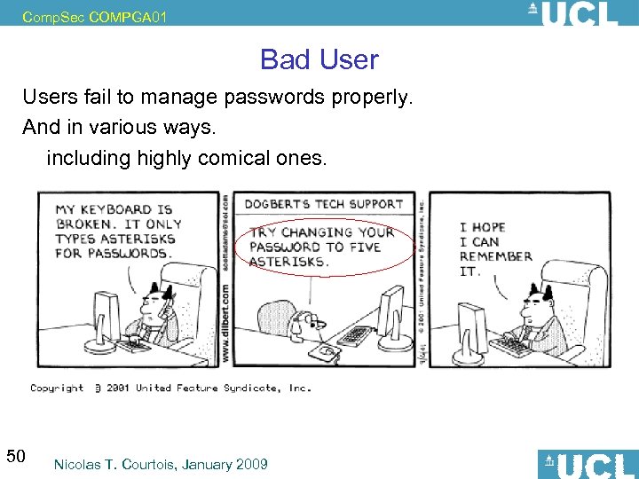 Comp. Sec COMPGA 01 Bad Users fail to manage passwords properly. And in various