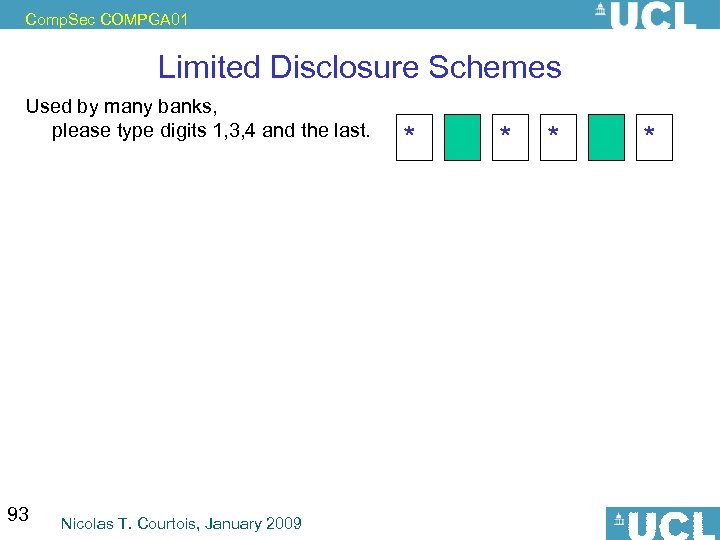 Comp. Sec COMPGA 01 Limited Disclosure Schemes Used by many banks, please type digits