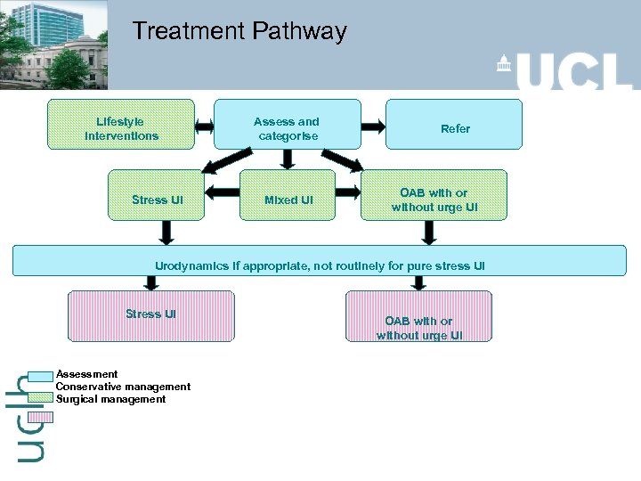 Treatment Pathway Lifestyle interventions Stress UI Assess and categorise Mixed UI Refer OAB with