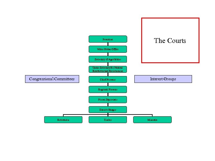President The Courts White House Office Secretary of Agriculture Under Secretary for Natural Resources