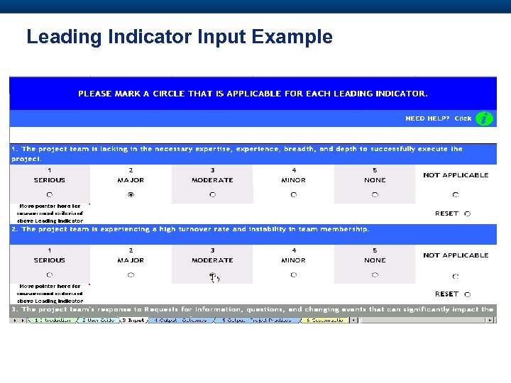 Leading Indicator Input Example 