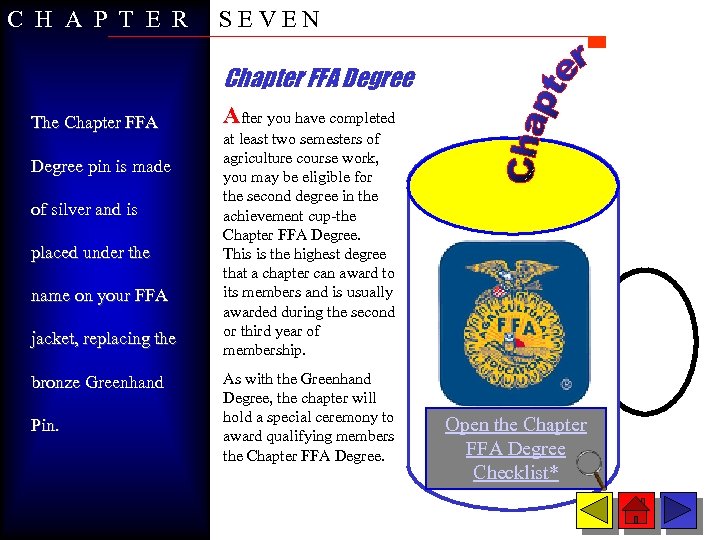 C H A P T E R SEVEN Chapter FFA Degree The Chapter FFA