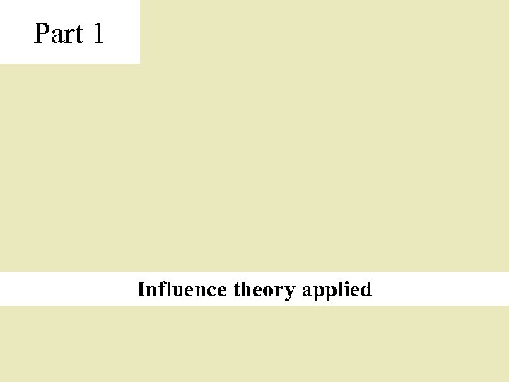 Part 1 Influence theory applied 