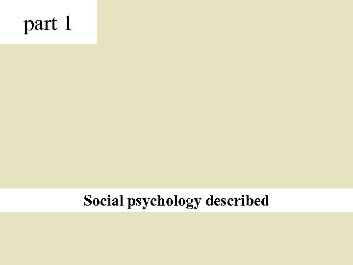part 1 Social psychology described 