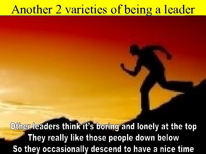 Another 2 varieties of being a leader • 