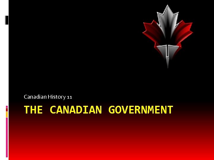 Canadian History 11 THE CANADIAN GOVERNMENT 